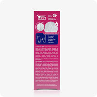 Conceive Plus Men's Fertility Support + Lubricant featuring back panel of 30ml fertility lubricant box showing clinical study claims, sperm viability comparison, usage guidance, caution notes, and storage instructions on a magenta background.