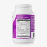 For Conceive Plus Maximum Fertility Support (FR), image of Women Fertility Support bottle displayed from back, featuring a detailed supplement facts panel, nutrient composition, and distributor contact details on a purple label — providing transparency on vitamin and mineral dosages.